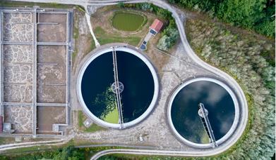 aerial view of a water treatment plant