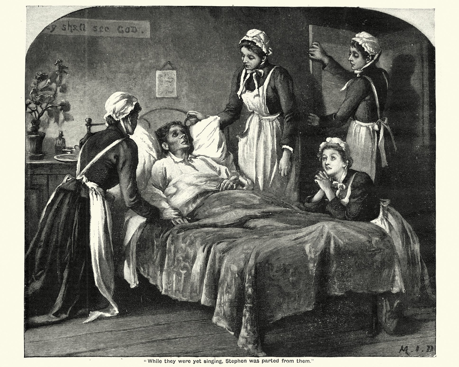 Victorian nurses caring for a dying man