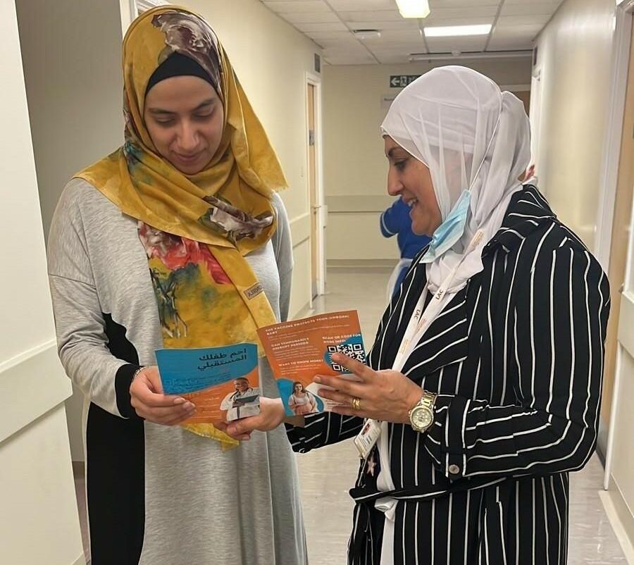 A Community Innovation Team holds a-pop-up event at the Liverpool Womens Hospital during vaccine equity programme