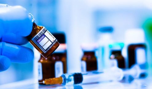 Vaccine bottles and syringes for injection