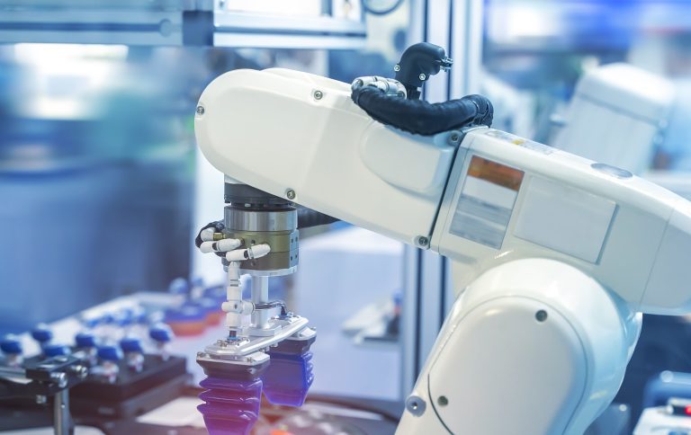 stock photo of a robot working in a laboratory