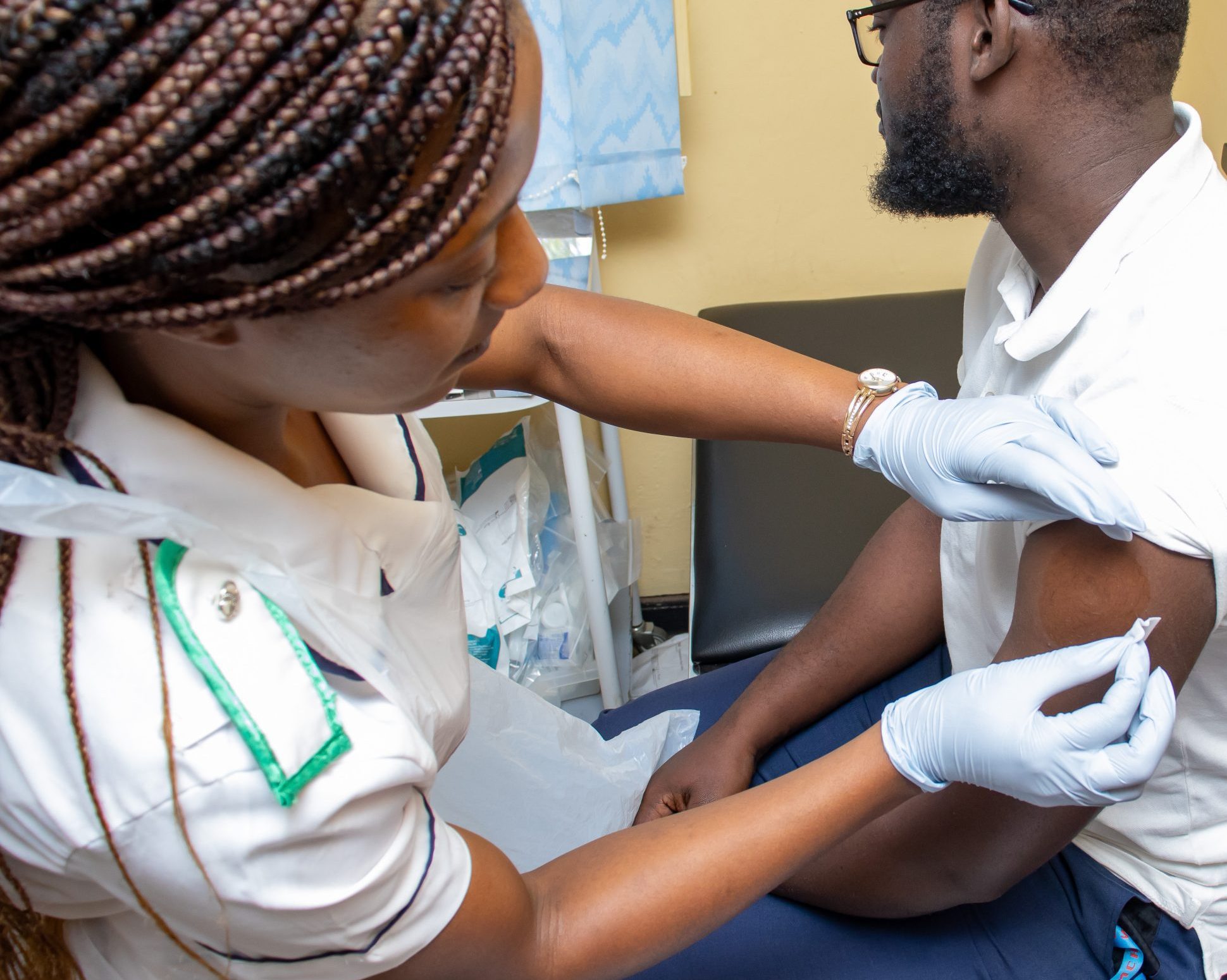 Nurse with a clinical trial participant