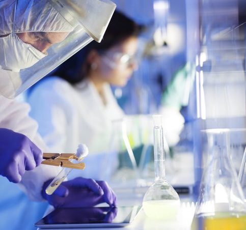 group of scientists working at the laboratory